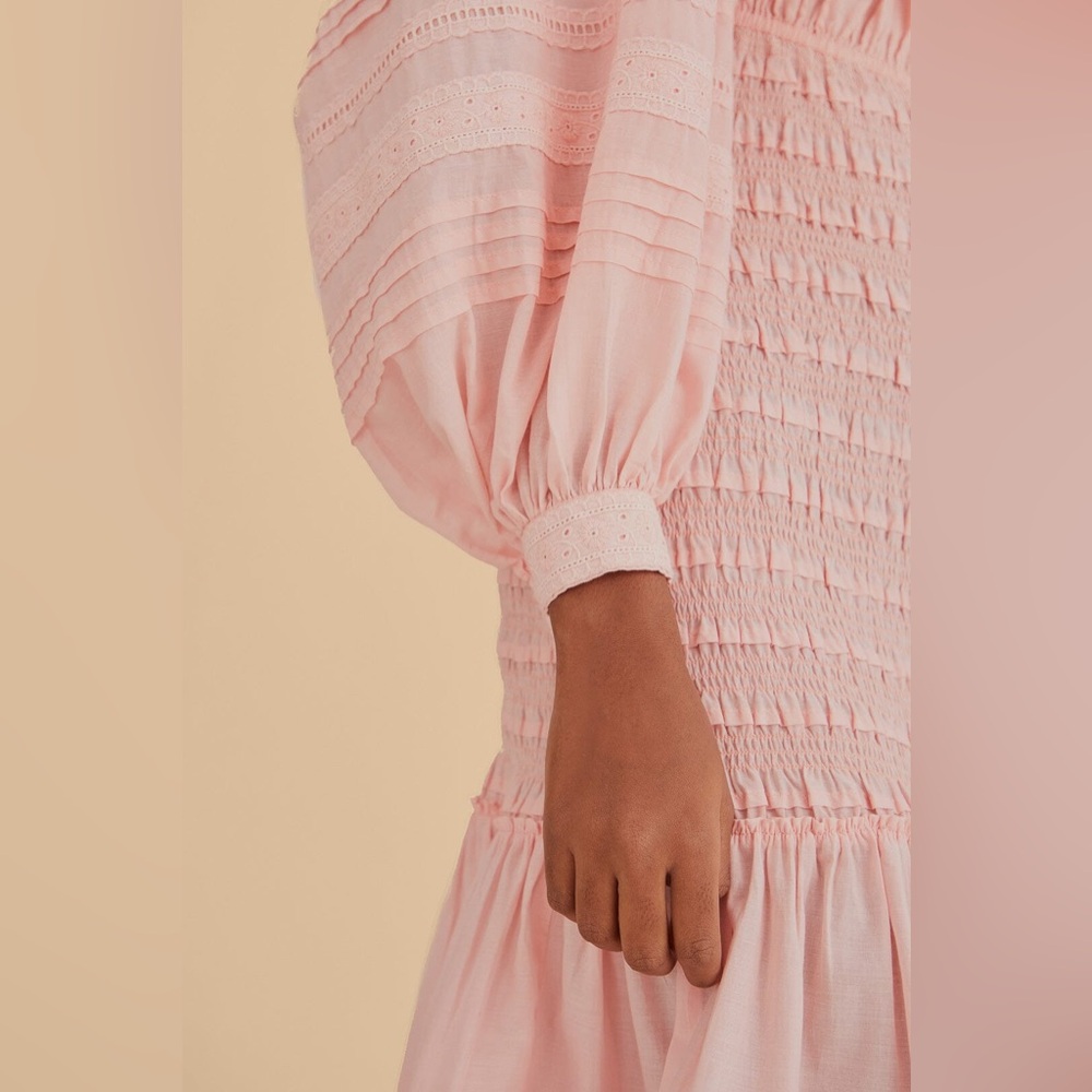 FARM RIO ruffled broderie anglaise cotton midi dress size small - Picture 9 of 14